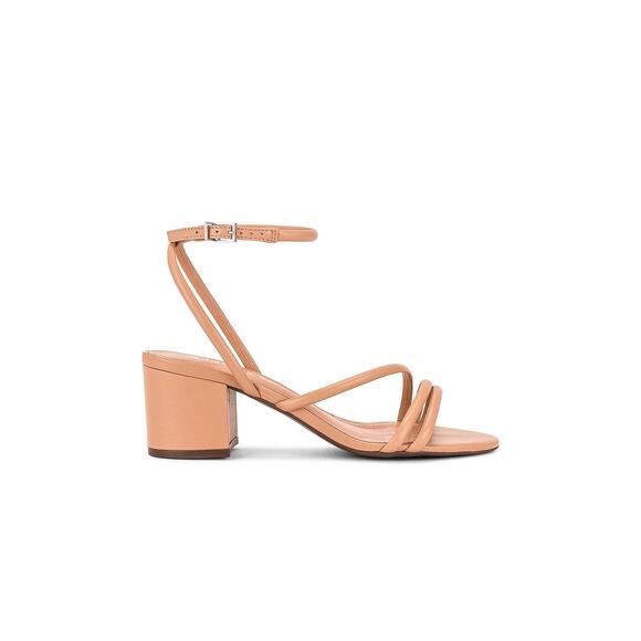 Schutz Aiyra Mid Block Heel Sandal Honey Beige Nude Leather Size 9 - Picture 1 of 10